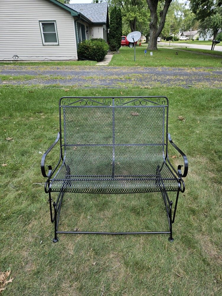 Freshly Painted Heavy Vintage Wrought Iron Patio Glider