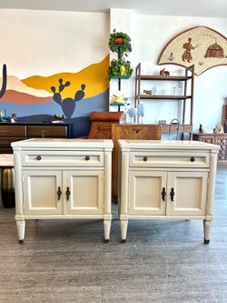 Cream Nightstands / Side Table / Pair of End Table!