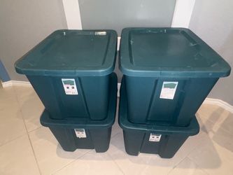 Set of 4 Sterilite 18 Gallon Teal Green Storage Totes