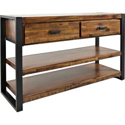 Jofran Loftworks 50" TV Stand Media Console in Distressed Acacia & Metal