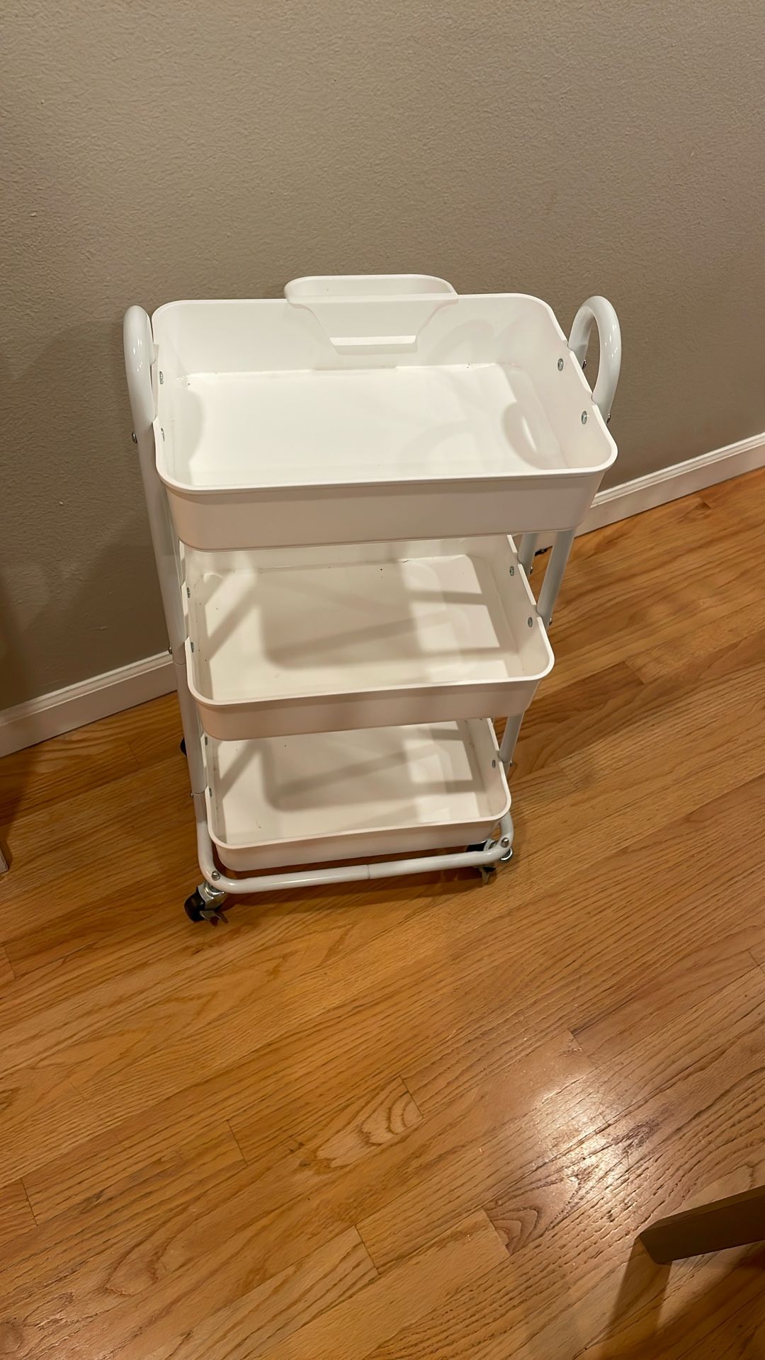 3 Tier White Rolling Cart