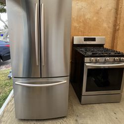 Used Samsung Stainless Steel Refrigerator, Range, Microwave