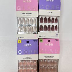 KISS GLAM Embellished Press On 32 Nails Bundle