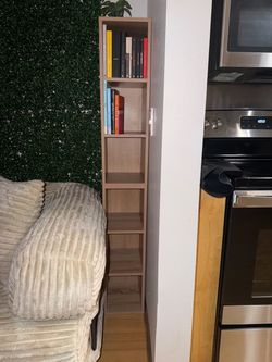 Tall Narrow Wood Bookshelf 5-Tier