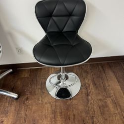 2 Black Leather Stools 