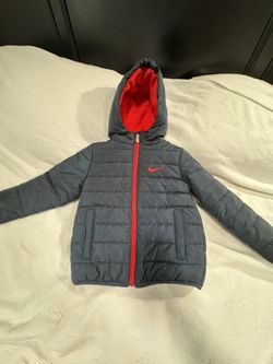 Nike Jacket/puffer Navy Blue/red Zip Up