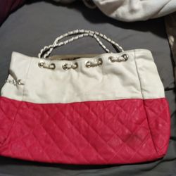 LARGE PINK & WHITE PURSE (READ DESCRIPTION)