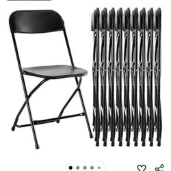 Plastic Folding Chairs Black 10pk