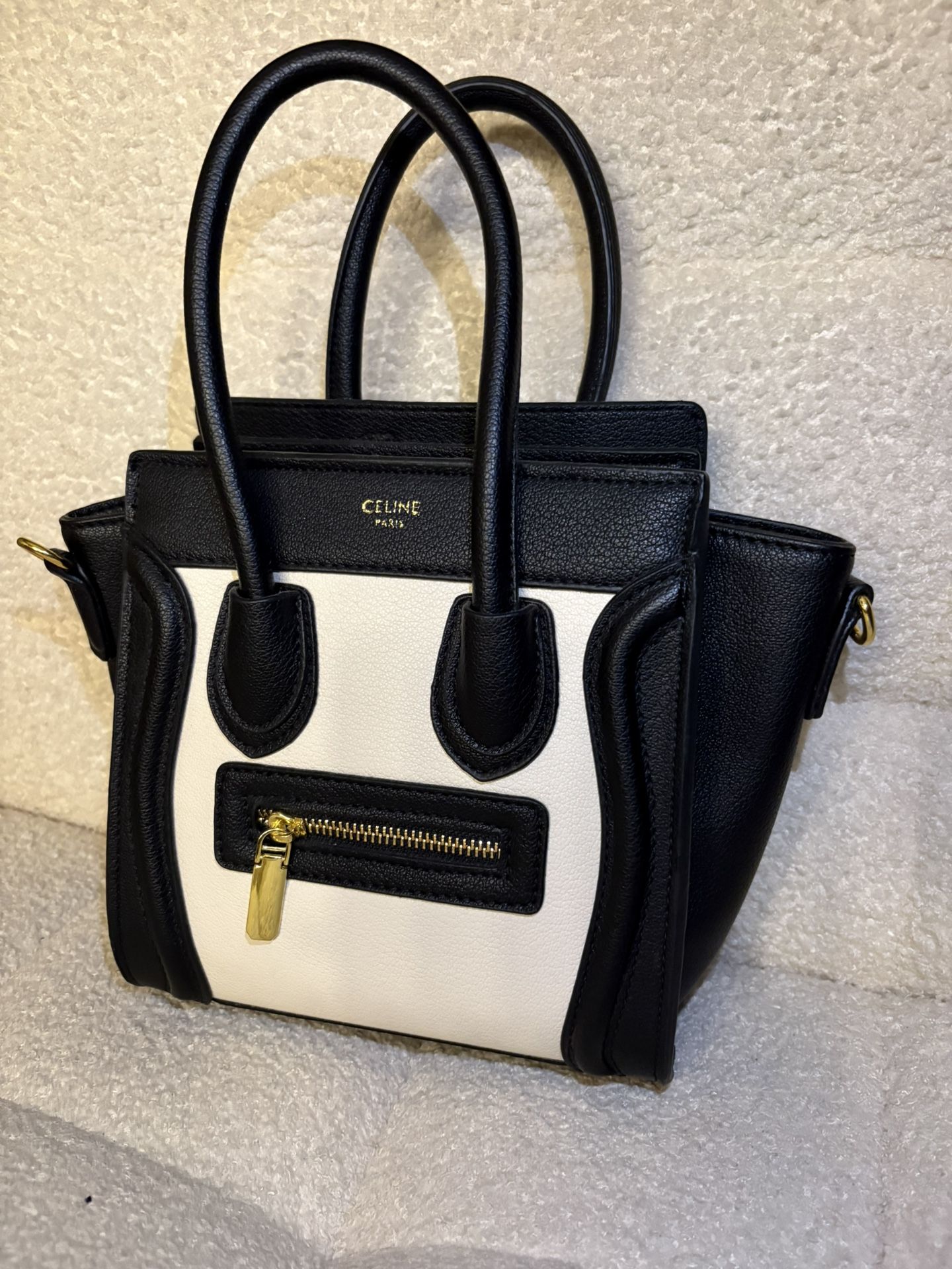 Celine Black And Beige Mini Luggage Bag
