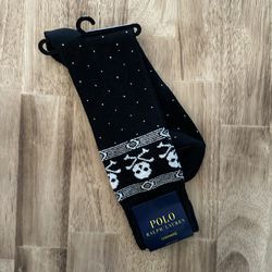 Polo Ralph Lauren Cashmere Mens Socks Skull & Bones Black Dress Socks Size 6-12