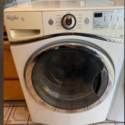 White Whirlpool duet washer and dryer high efficiency front load models. $500 OBO