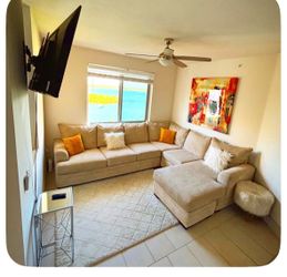Modern Sectional Couch + White Area Rug + Wall Art Bundle