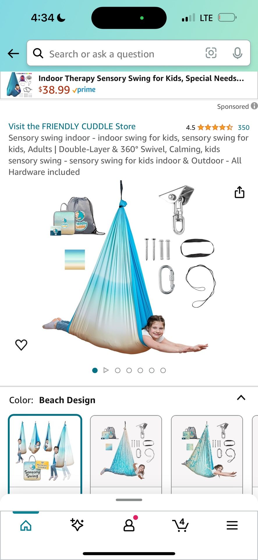 Sensory swing indoor - indoor swing for kids, sensory swing for kids, Adults | Double-Layer & 360° Swivel, Calming, kids sensory swing - sensory swing