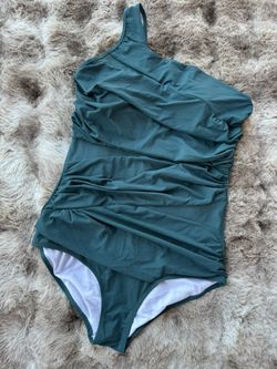 Teal One Shoulder Swimsuit Onepiece