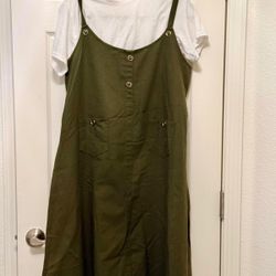 Denim Dungaree With White Inner Full Set