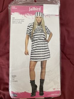 Adult Jailbird Costume One Size Fits All up to Size 14