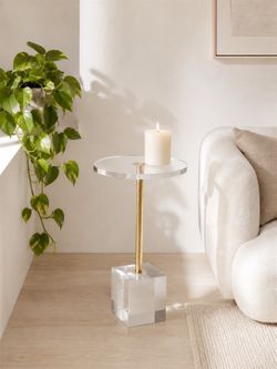 Clear Acrylic & Brushed Brass Side Table — Brand New | $100 | Local Pickup
