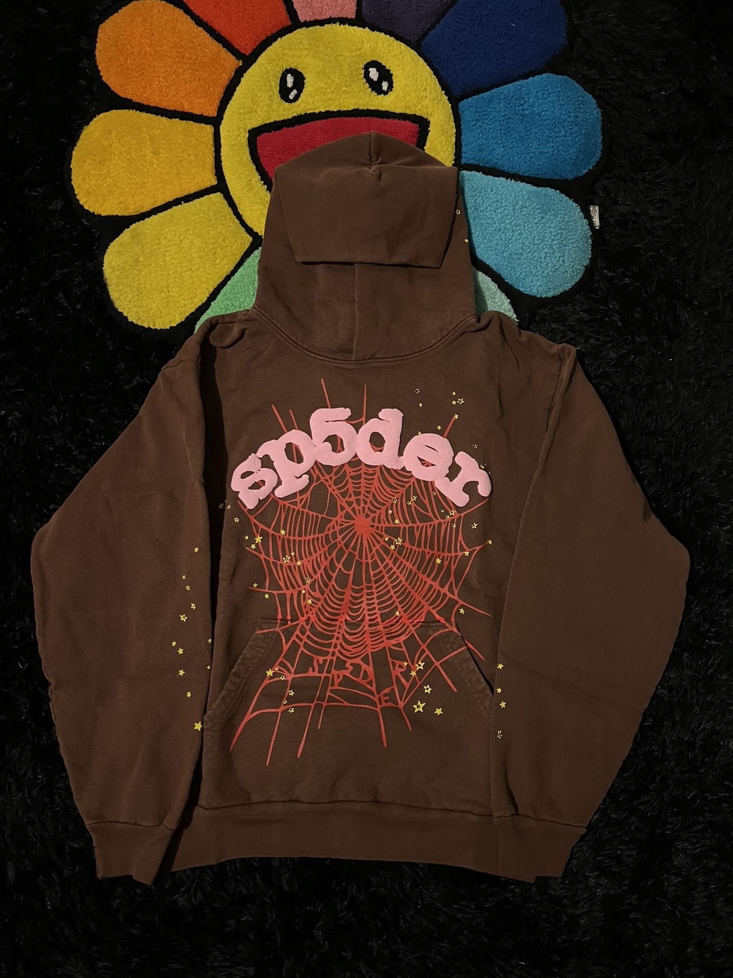 brown sp5der hoodie