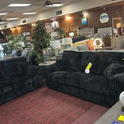 2pc Black Sofa And Love Seat Set