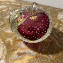 Vintage Murano Large Art Glass Apple Paperweight 
