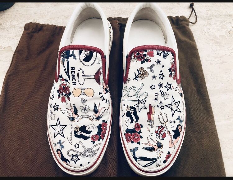 Authentic Mens GUCCI Sneakers Tattoo Print