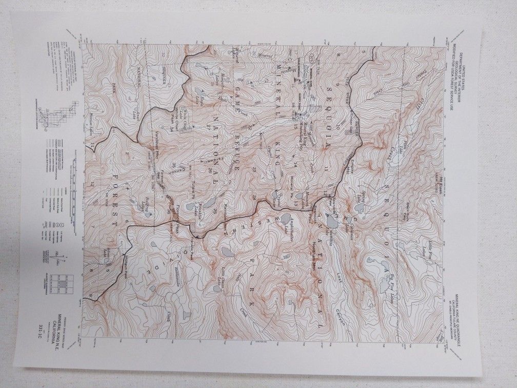 Vintage 1977 USGS National Park Forest Map Print