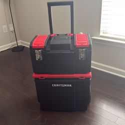 CRAFTSMAN 19-in. 3-in-1 Rolling Tool Box with Wheels, Red, Plastic, Lockable 