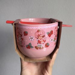 New Strawberry Shortcake Ramen Bowl W/ Chopsticks & Spoon