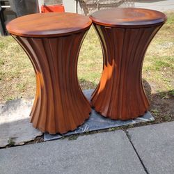 Selling A Pair Of Solid Wood End Tables / Heavy Duty .Carved In Great Condition!