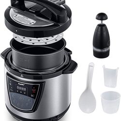 6 Qt 9-in-1 Multi Programmable Electric Pressure Cooker,With Non-Stick Coating Inner Pot,Food Chopper Best For Canning,Slow Cooker,Rice Cooker,Steame
