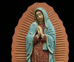 14" Our Lady of Guadalupe Virgin Mary Statue Sculpture with base Made in Italy