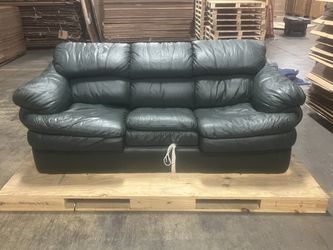 Green Leather Sleeper Sofa – Good Shape!