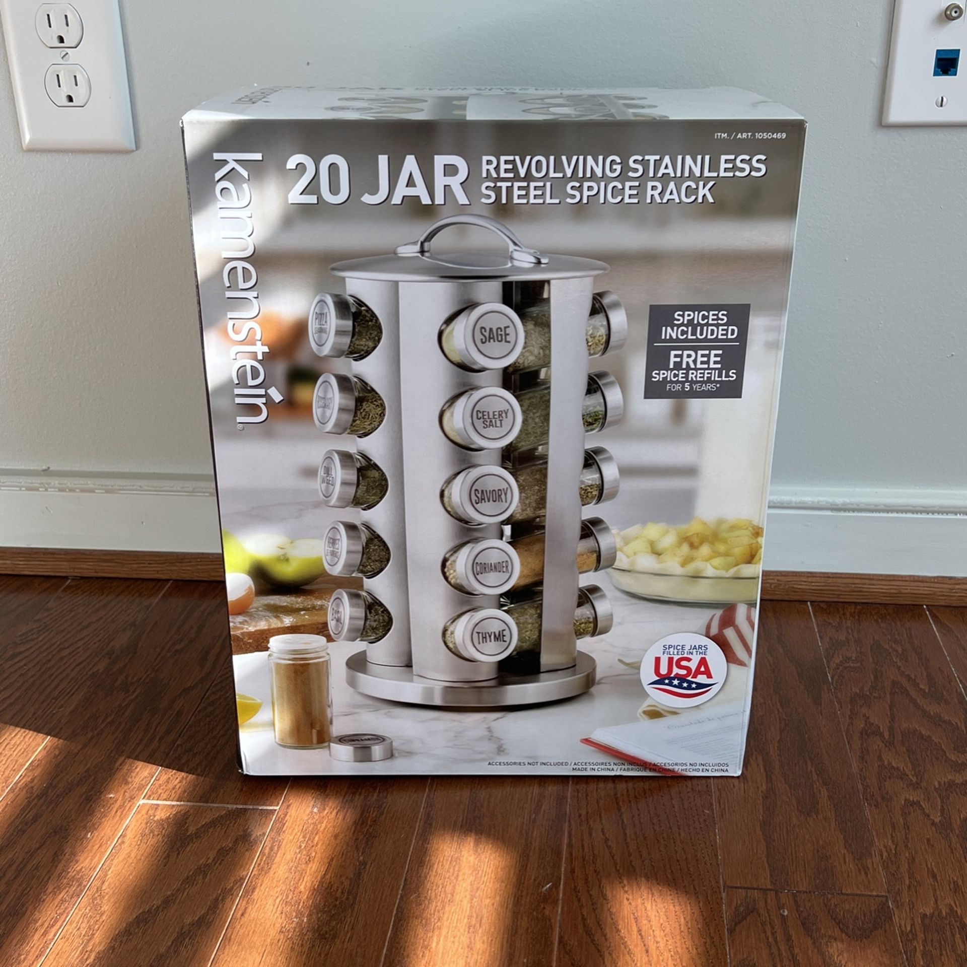 20 Jar Revolving Stainless Steel Spice Rack