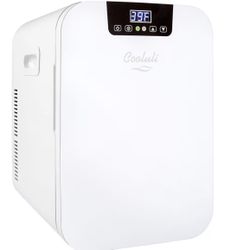 Cooluli 20 Liter Mini Fridge with Temperature Control - White Thermoelectric Cooler and Warmer for Bedroom, Office, Car, Dorm