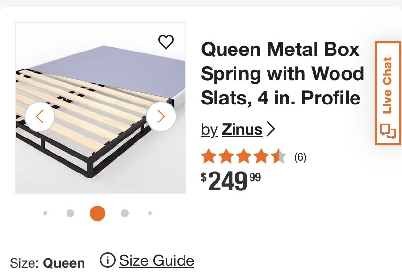 Zinus Metal Box Spring With Wood Slats Queen