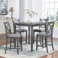 5-Piece Gray Counter Height Dining Set
