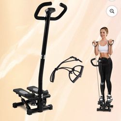 NEW! Signature Fitness Mini Stepper with Resistance Bands, Compact Stair Stepper for Full Body Workout
