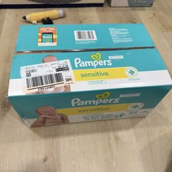 Unopened Pampers Sensitive Wipes