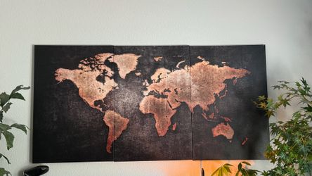 Three Piece World Map Wall Canvas