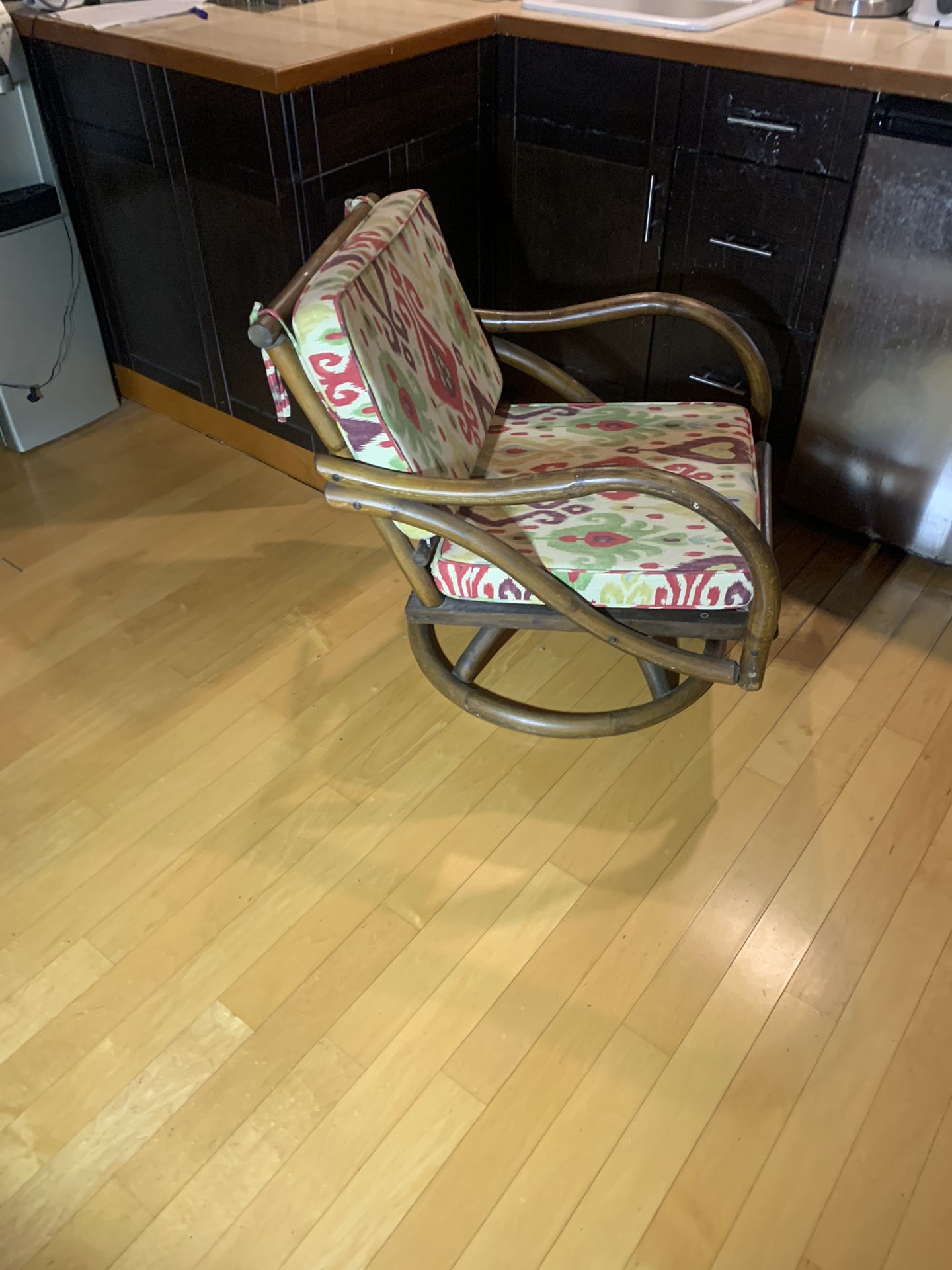 Vintage Rattan Swivel Rocker