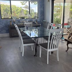 Glass and iron table