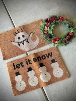 Holiday Wreath And Door Mats