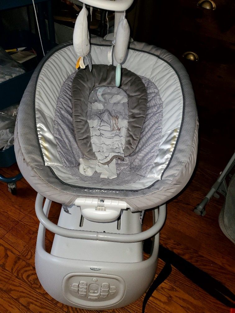Graco Sense2Soothe - Columpio para bebé 2 en 1 y balancín portátil con tecnología de detección de llantos, marinero