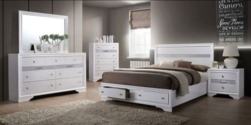 Brand New White 4pc Queen Bedroom Set (Available in Eastern King)