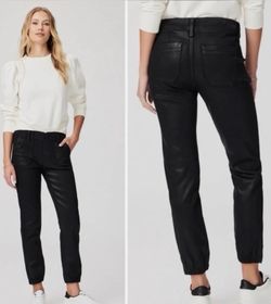 Anthropologie Paige Coated Black Mayslie Jogger Sz 28