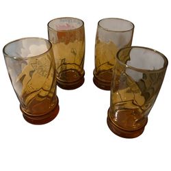 Vintage Amber Drinking Glasses + Clear Tumblers – 6 Pc Mixed Retro Barware Set