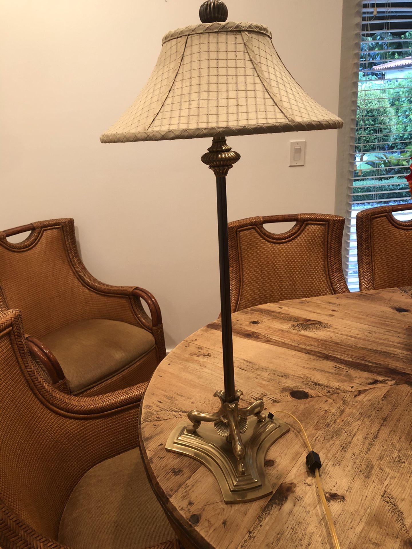 Vintage candle stick table lamp By Frederick Cooper