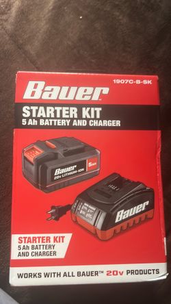 BRAND NEW NEVER OPENEDE -BAUER STARTER KIT 5Ah BATTERY AND CHARGER
