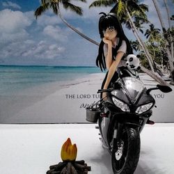 Anime Figure  & Black 1:12  R1 Diecast Model Toy Motorcycle - Everything Included Except Backdrop Picture