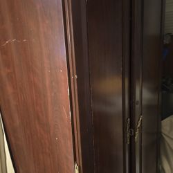 Dark Wood Armoire with shelves